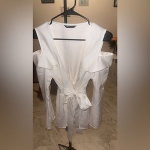 SHEIN size medium cold shoulder tie front split item blazer.